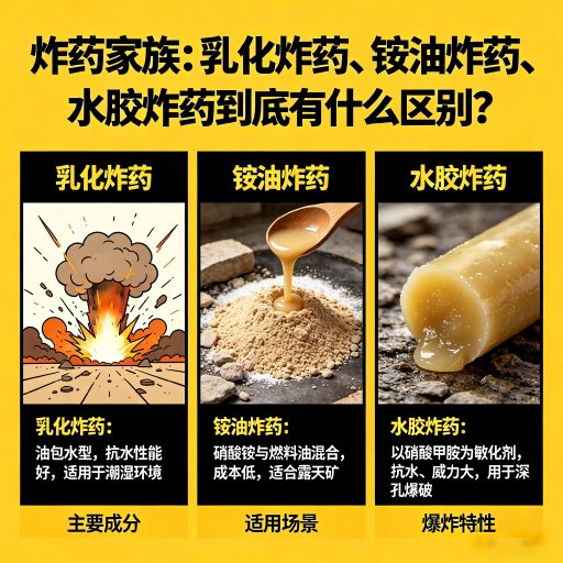 渭源炸药家族：乳化炸药、铵油炸药、水胶炸药到底有什么区别？